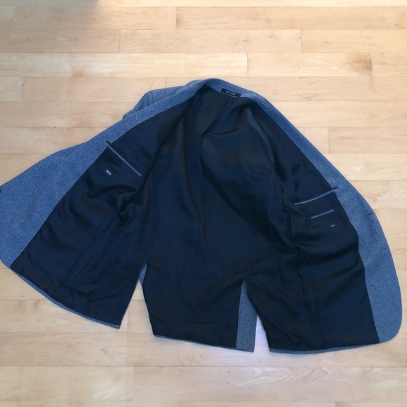 Men's 42R Hugo Boss Blue Tweed Two Button Wool Blazer - Picture 4 of 14